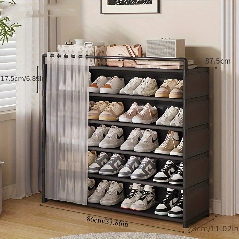 Zapatero plegable a prueba de polvo con base antideslizante, fácil de limpiar, estante de almacenamiento multicapa para zapatos y accesorios