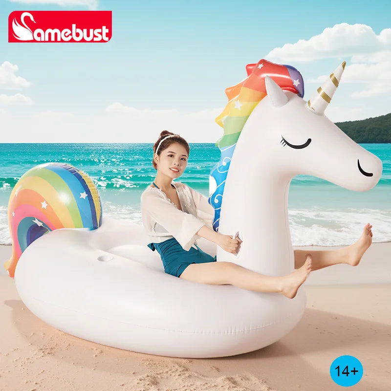 Camebust Hinchable Flotante Piscina Flotadores Unicornio Jinete Animal Flotadores Piscina Tumbona de Agua Decoración de Fiesta