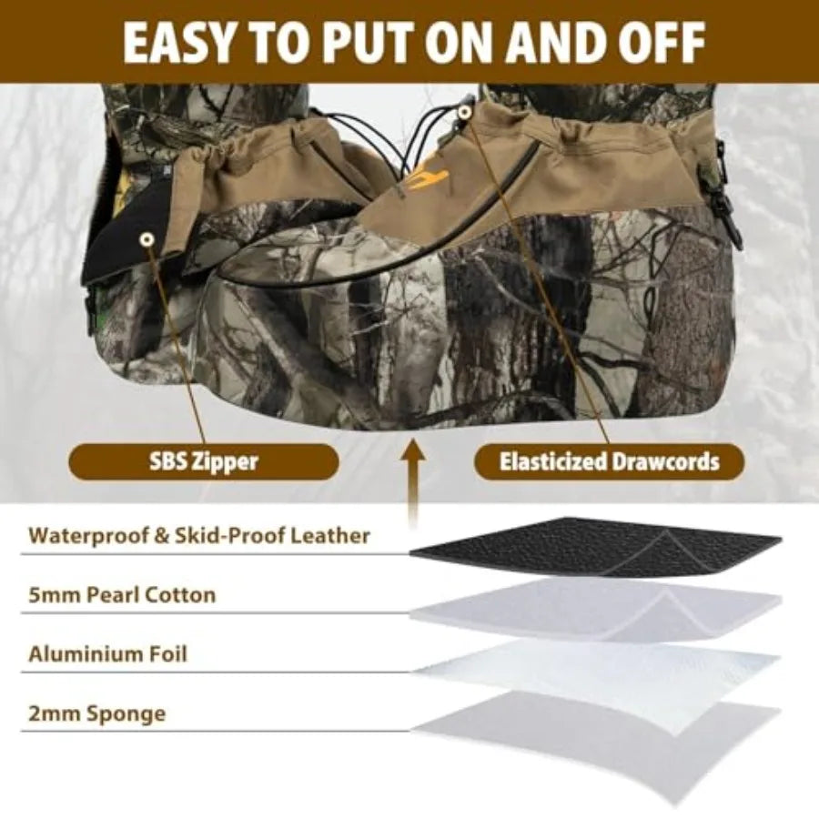Cubiertas aislantes para botas de 600D duraderas, aislantes para clima frío con cuero de PU resistente al agua, cubiertas antideslizantes para botas para caza, pesca