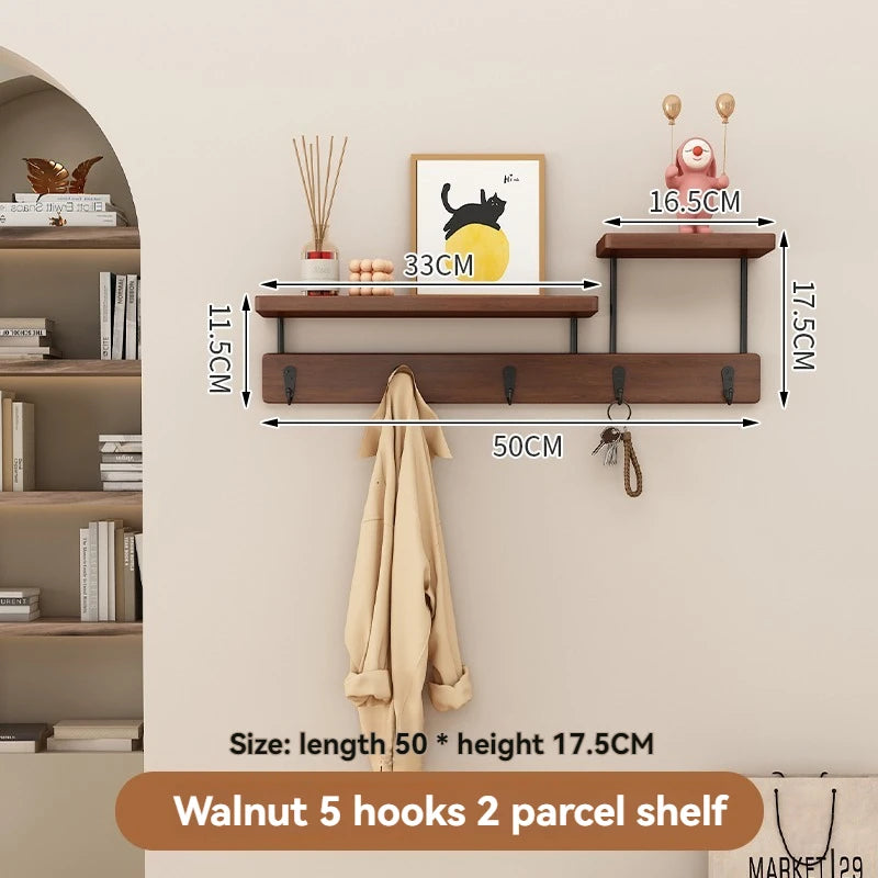 Gancho de madera maciza para ropa, perchero multifuncional para la pared de la entrada, gancho para llaves, perchero de pared sin perforaciones