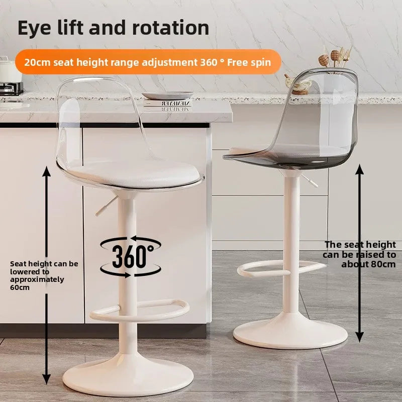 Taburete de Bar Giratorio Ajustable con Elevador de Gas Respaldo Alto Cuero PU Silla de Mostrador Moderna Taburetes de Bar para Cocina y Desayuno Muebles