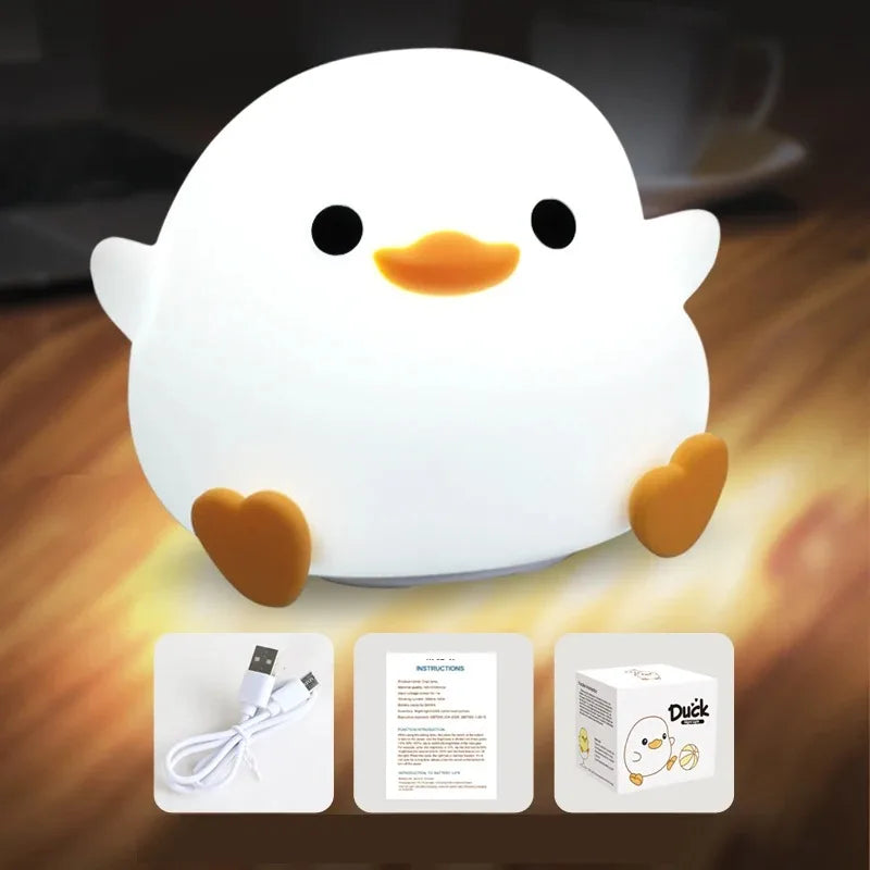 GGbingo Luz de Noche Recargable LED de Silicona con Forma de Animal de Dibujos Animados para Niños, Lámpara con Sensor Táctil, Temporizador, USB, Decoración para Habitación Infantil