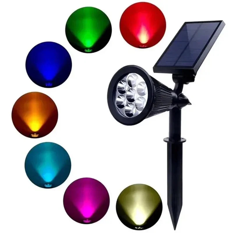 1 Foco solar LED de 7 luces, ajustable, para exteriores, iluminación de pared, impermeable IP65, para jardín y paisaje
