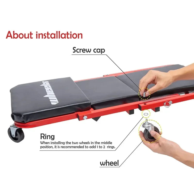 Taburete de reparación multifuncional plegable para coche, tabla de reparación reclinable tipo Z, taburete de trabajo para coche, taburete de belleza para taller de coches
