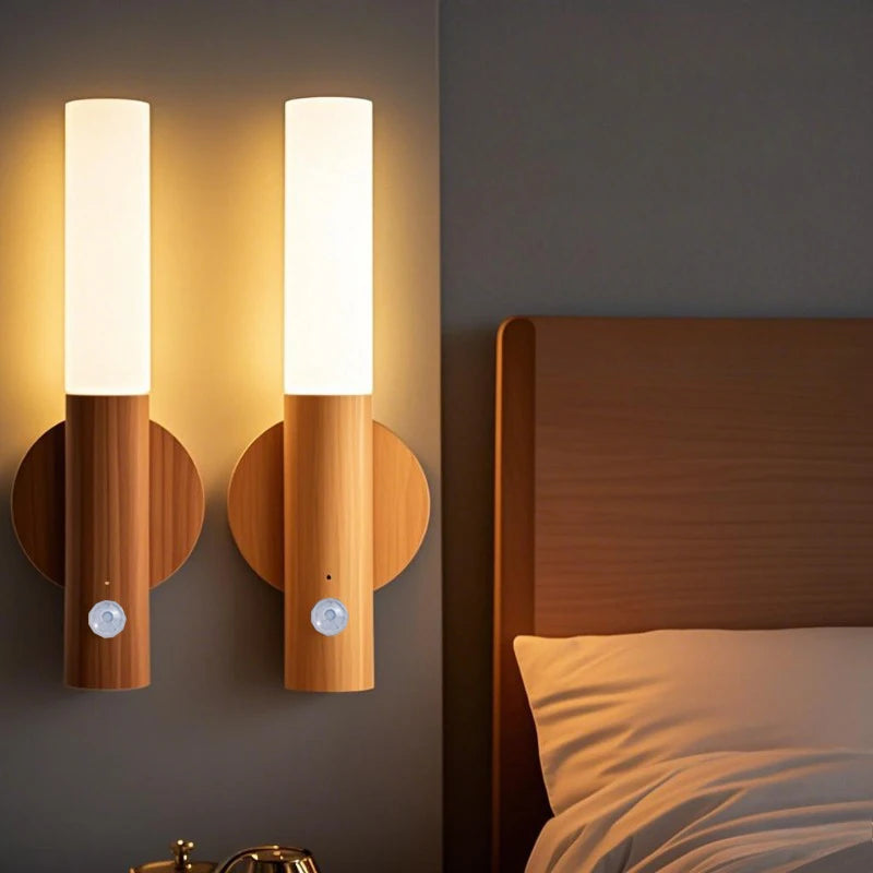 Luz nocturna inteligente con sensor de movimiento corporal, luz de pared LED recargable para pasillo o armario, luz de inducción para inodoro doméstico