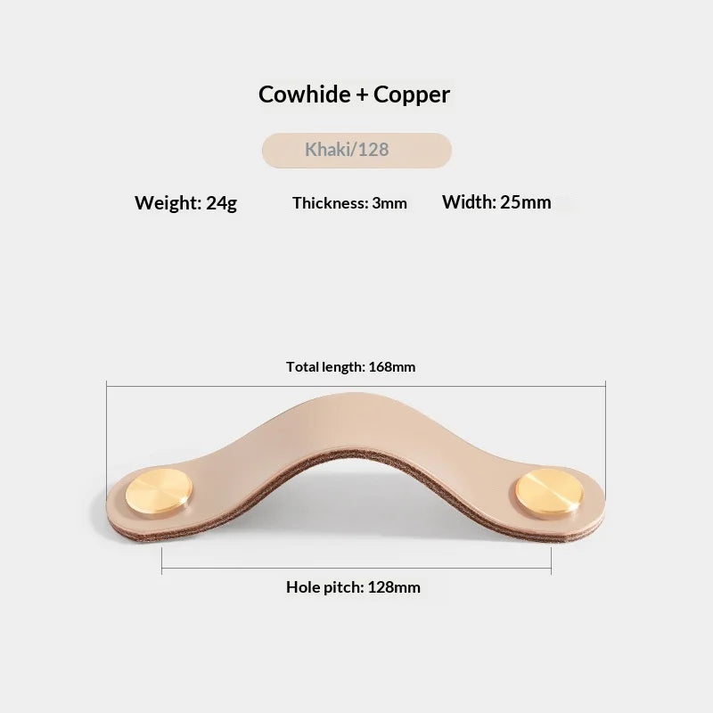 Tirador de Perilla para Cajón de Gabinete de Cuero y Latón Colorido, Herrajes Sólidos de Alta Resistencia para Muebles de Cocina, Baño y Dormitorio