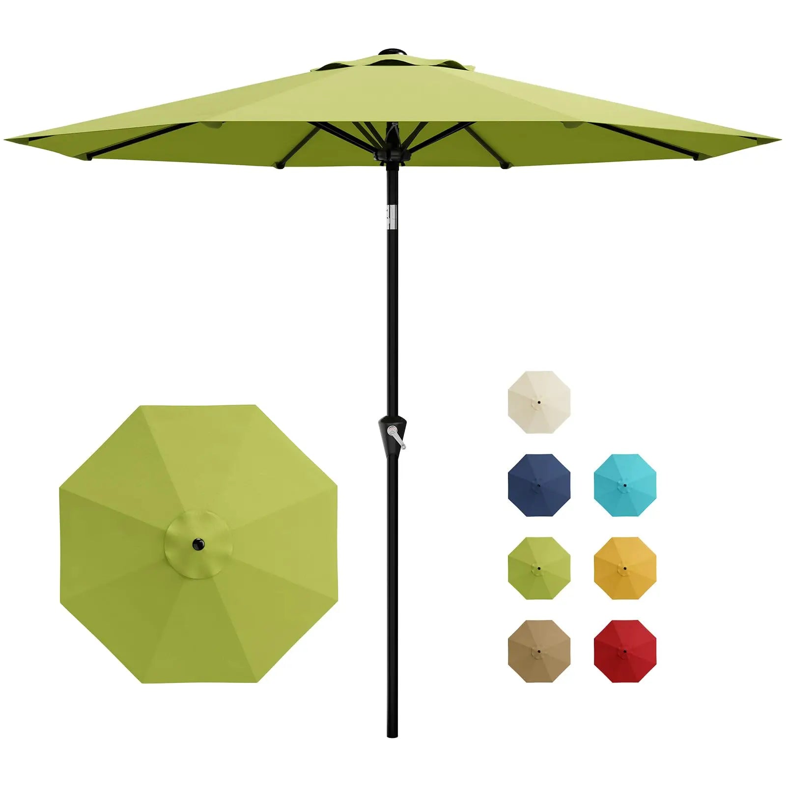 Sombrilla de Patio de 2.74M con Manivela e Inclinación, Sombrilla de Mercado para Exteriores, Protección UV Impermeable para la Cubierta de la Piscina, Armazón de Hierro de 8 Varillas