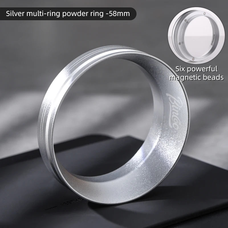 BINCOO 51mm 58mm Portafilter Dosing Ring, Magnetic Anti-Static Design for Strong Hold and Zero Coffee Spill During Prep
