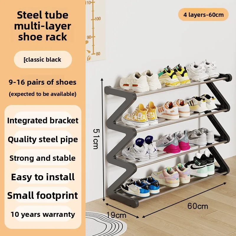 Zapatero sencillo Estante de almacenamiento multifuncional Zapatero en forma de Z multicapa Zapatero para dormitorio doméstico