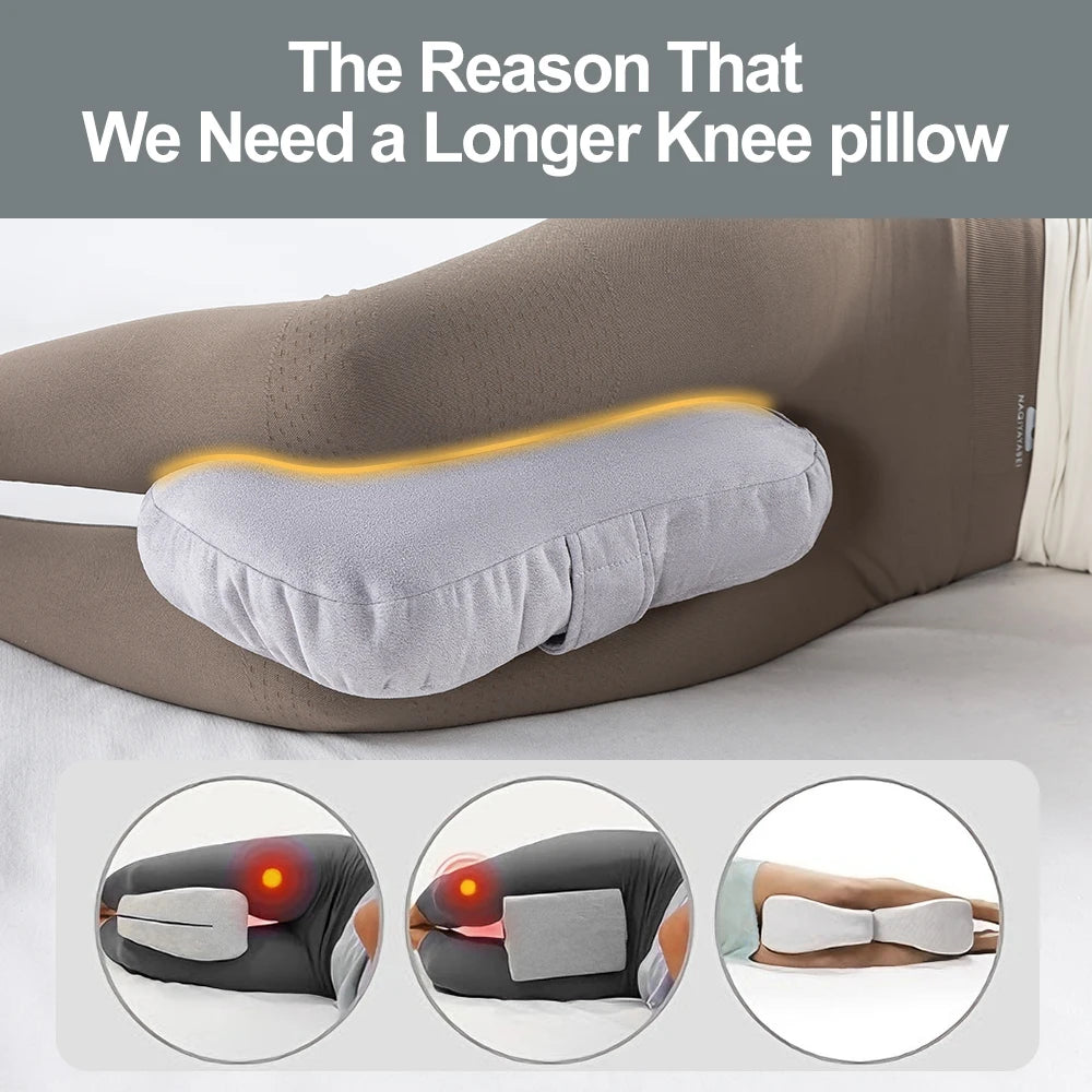 Almohada de rodilla para personas que duermen de lado, almohada de apoyo para piernas para el dolor de cadera y espalda, de felpa, con correa de sujeción y lavable a máquina