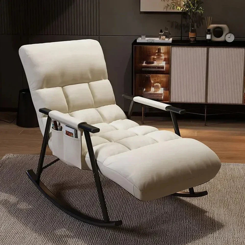 Rocking Chair Lazy Sofa Chairs Technology Cloth Lounge Chairs Adjustable Backrest Washable Relaxation and Comfort Recliner Chair