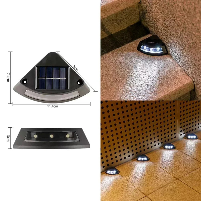Luces Solares para Escalones Exteriores, Luz de Escalera Impermeable IP65, para Jardín, Porche, Puerta Principal, Patio, Terraza