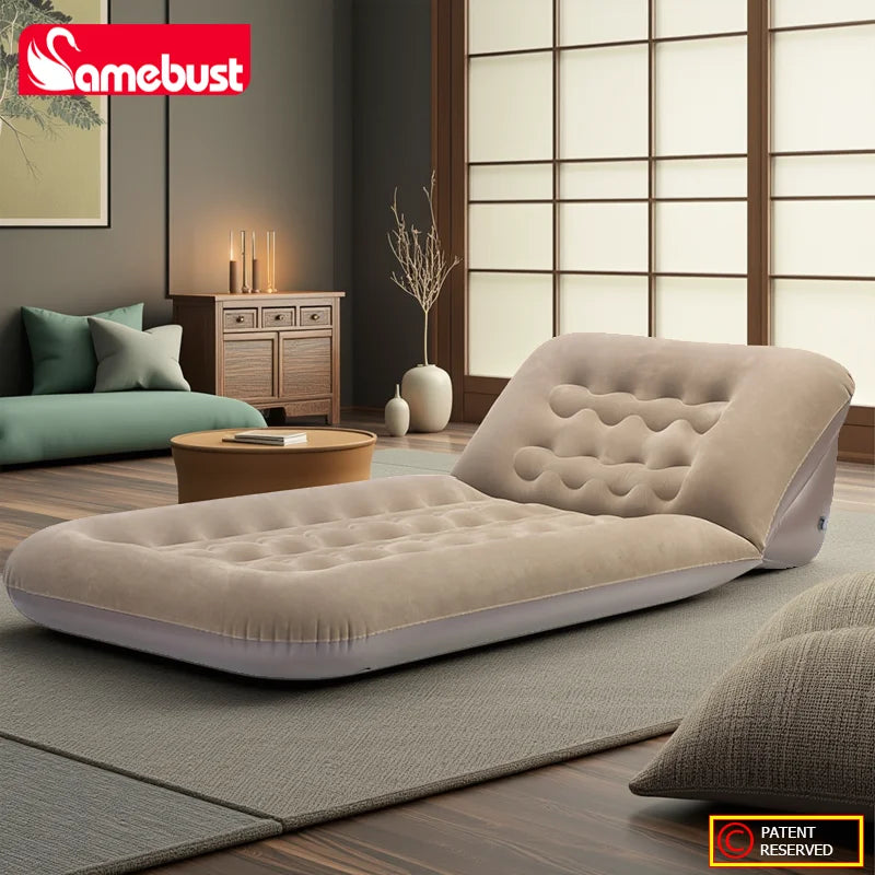 CAMEBUST Colchón de aire interior plegable inflable Sofá cama ajustable Colchoneta para dormir para uso en el hogar y al aire libre Marrón/Gris