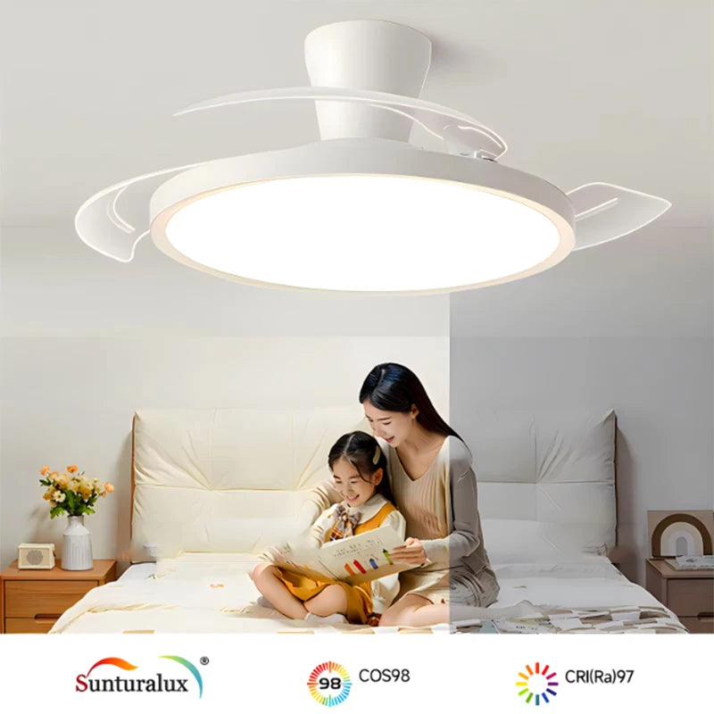 Modern Ceiling Fan Lamps silent invisible 3 folding blades blade LED lights Living room dining room Bedroom study AC95-260V