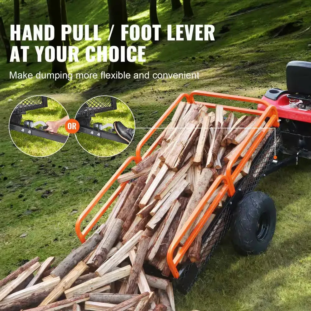 Remolque basculante para ATV de acero de 1500 lb y 15 pies cúbicos para uso intensivo, carro de jardín