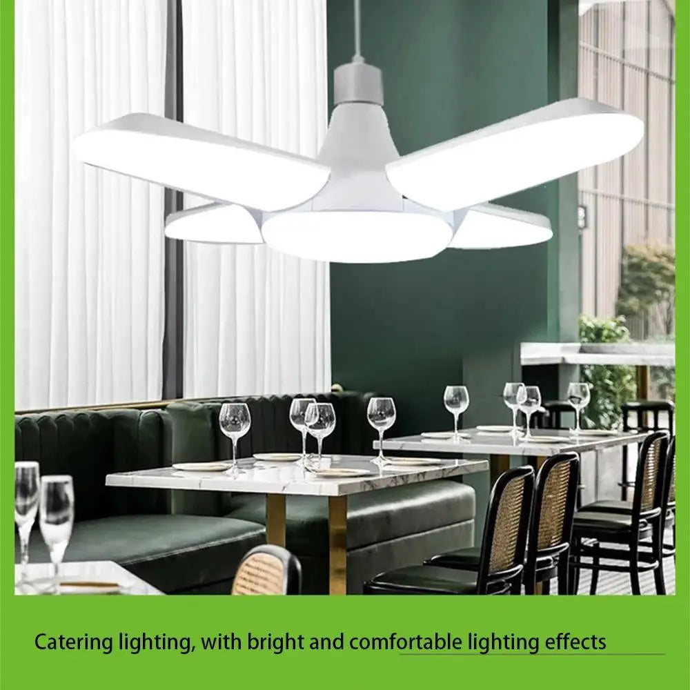 Bombilla LED con forma de abanico E27 Lámpara LED plegable 220V 110V 40 LED Bombillas para lámpara de techo del hogar Almacén Garaje Luz Blanca Cálida