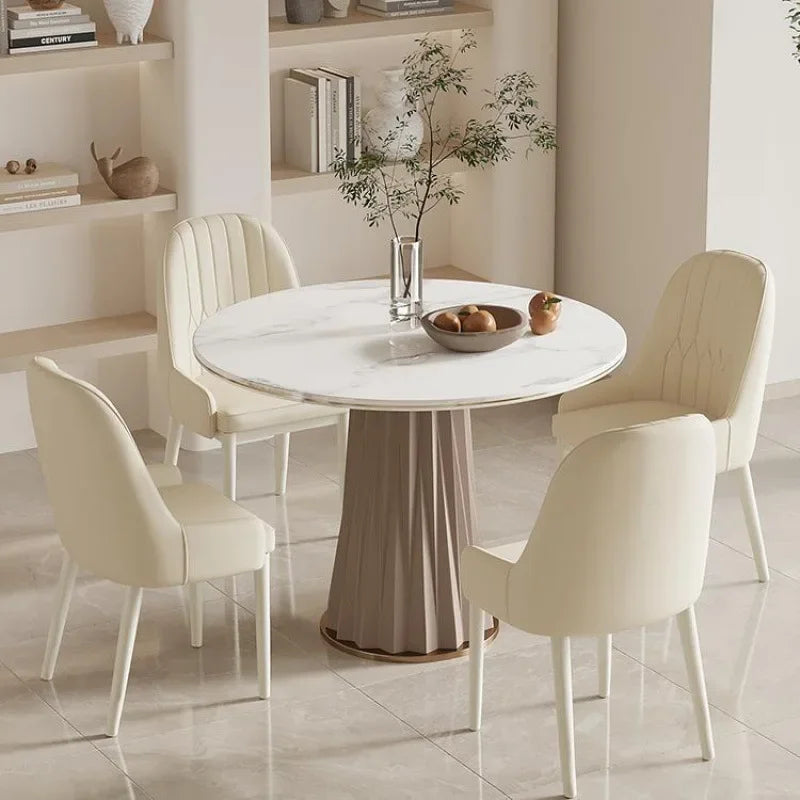 Silla de Comedor Moderna Tapizada Acolchada Color Crema con Respaldo Alto Suave Minimalista para Cocina Comedor Cafetería Hotel Taburete Muebles para el Hogar
