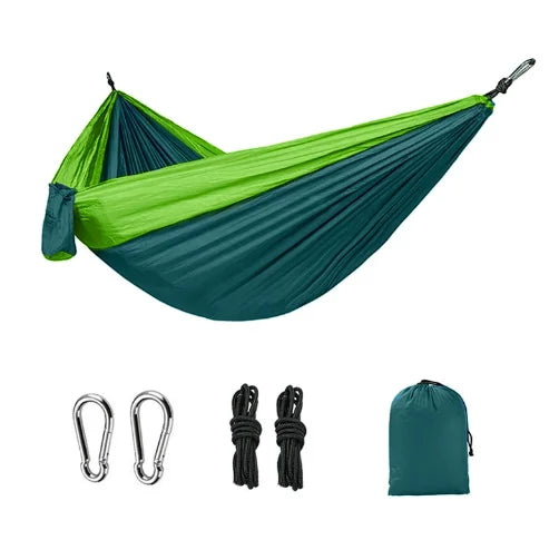 Cama Colgante Portátil, Hamaca de Camping Individual para Exteriores, Hamaca de Nailon a Juego de Colores, Hamaca de Tela de Paracaídas de Alta Resistencia