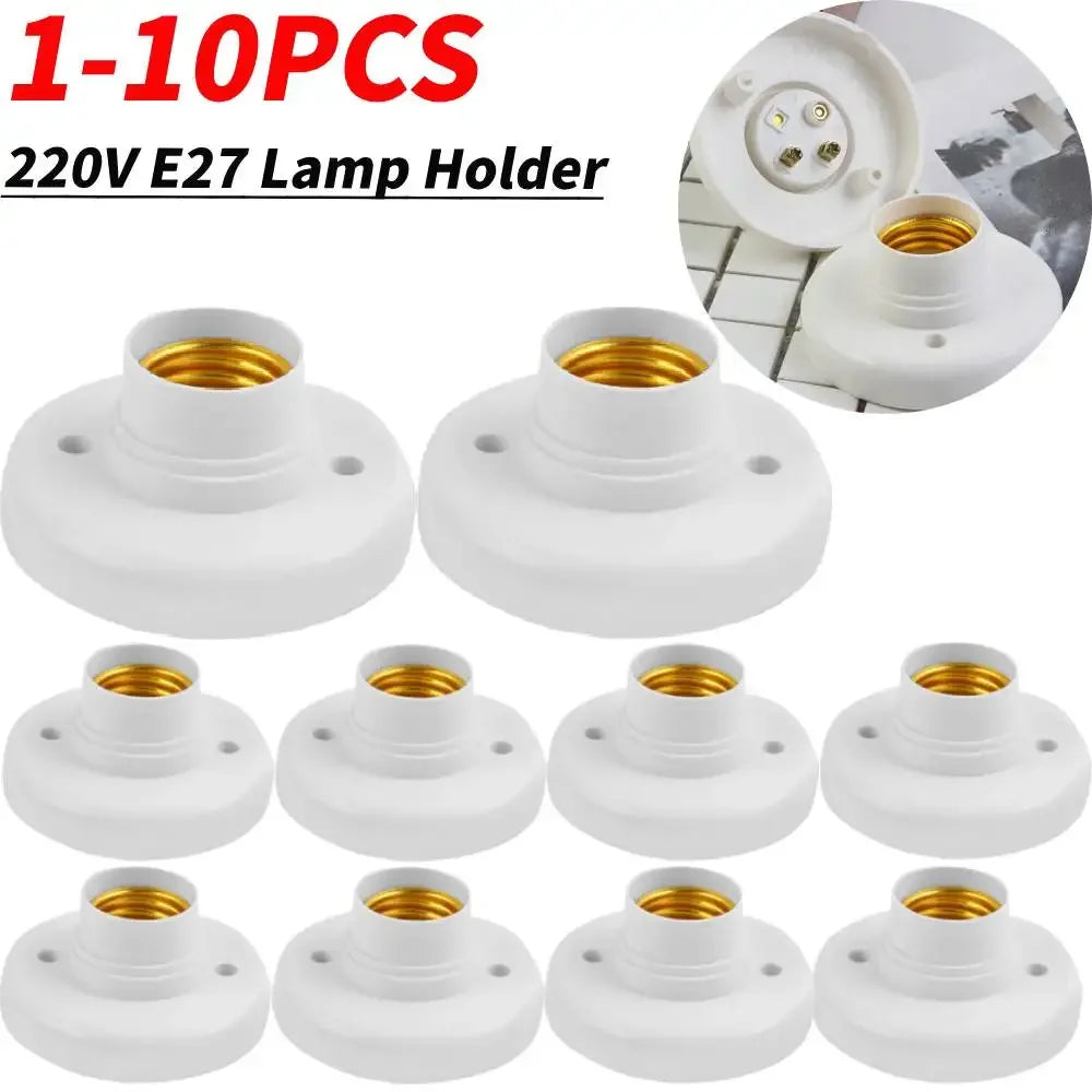 Portalámparas E27 con rosca, casquillo blanco, luz de techo, portalámparas multifuncional, base de fijación para bombilla, soporte para bombilla.
