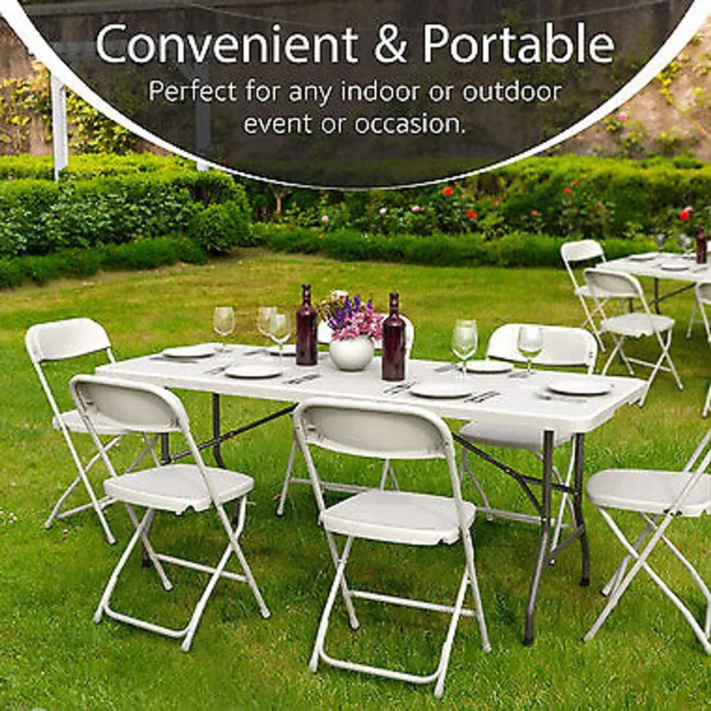 Mesa plegable de plástico USADA de 4/6 pies - Perfecta para comer y fiestas en interiores/exteriores