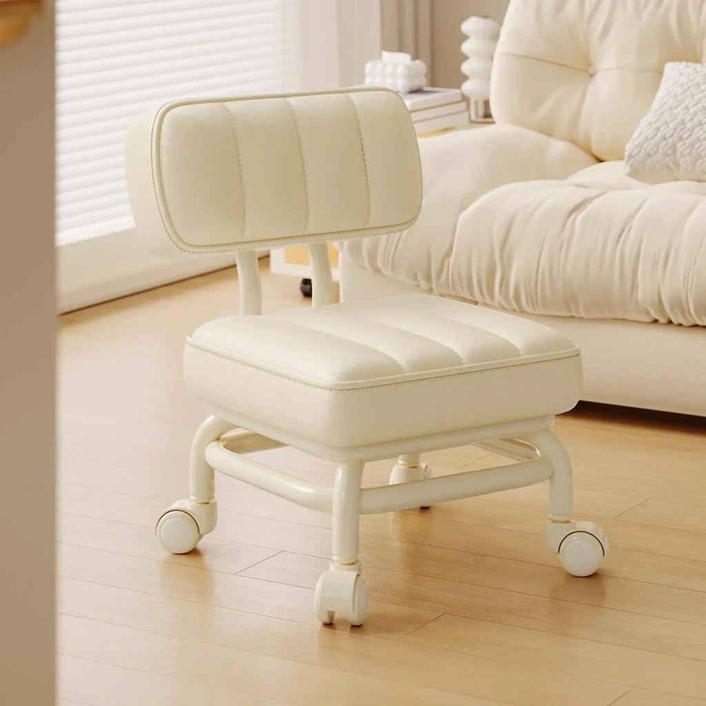 Taburete Pequeño Respaldo Rueda Universal Taburete Blando Sofá Infantil Mesa de Centro Silla Pequeña Polea Taburete Bajo Taburete Portátil