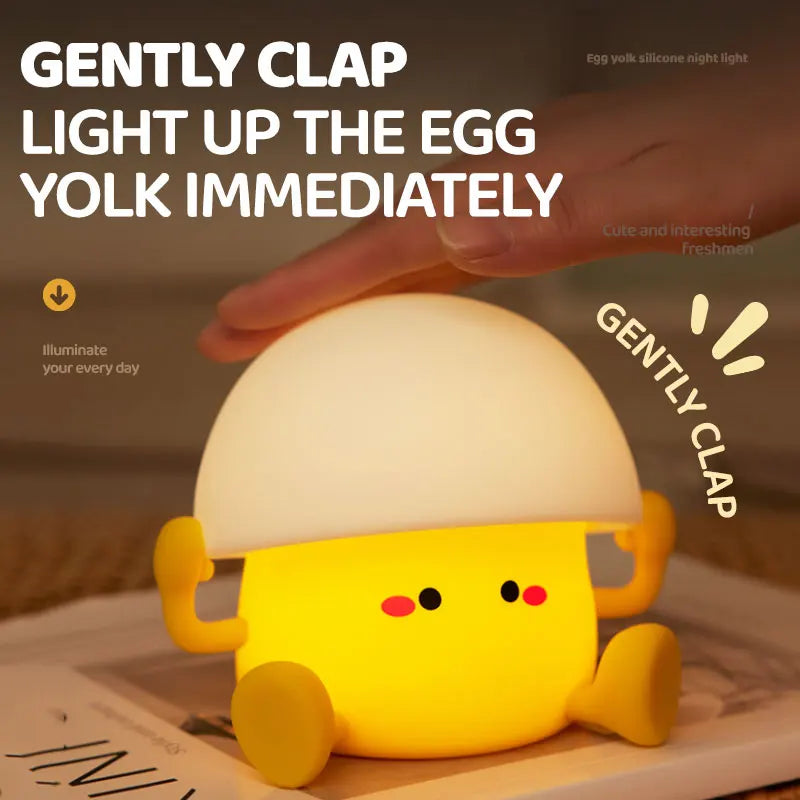 Linda luz nocturna, lámpara de yema de huevo, lámpara de seta, decoración creativa de escritorio, carga USB, luz nocturna interior para niños, regalo de cumpleaños