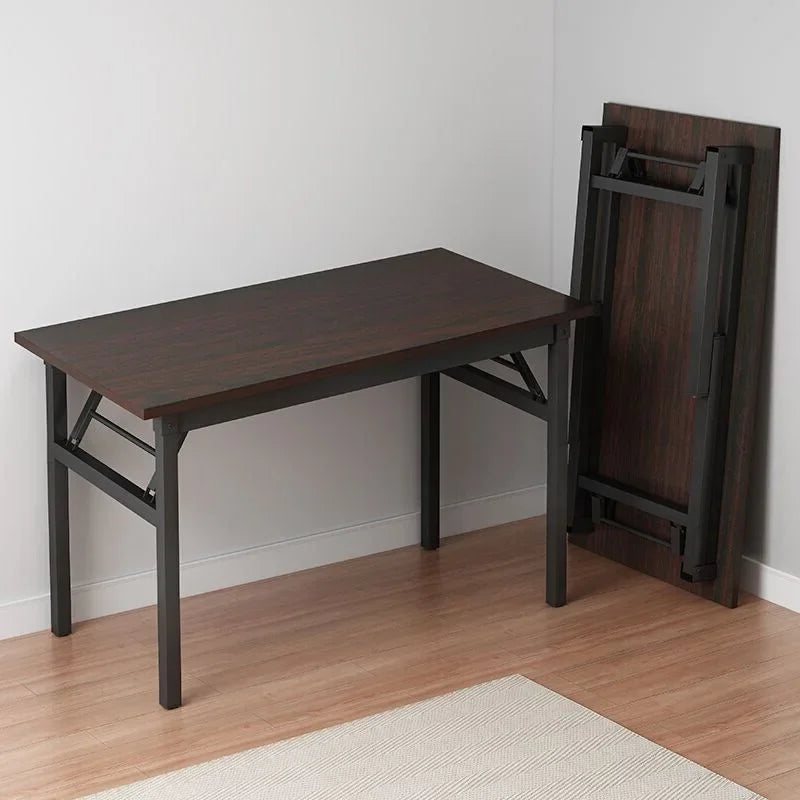 Escritorio Plegable Rectangular de Nogal para Computadora, Portátil, Ahorra Espacio, Oficina, Estudio, Aula, Capacitación, Uso Doméstico, Muebles del Hogar