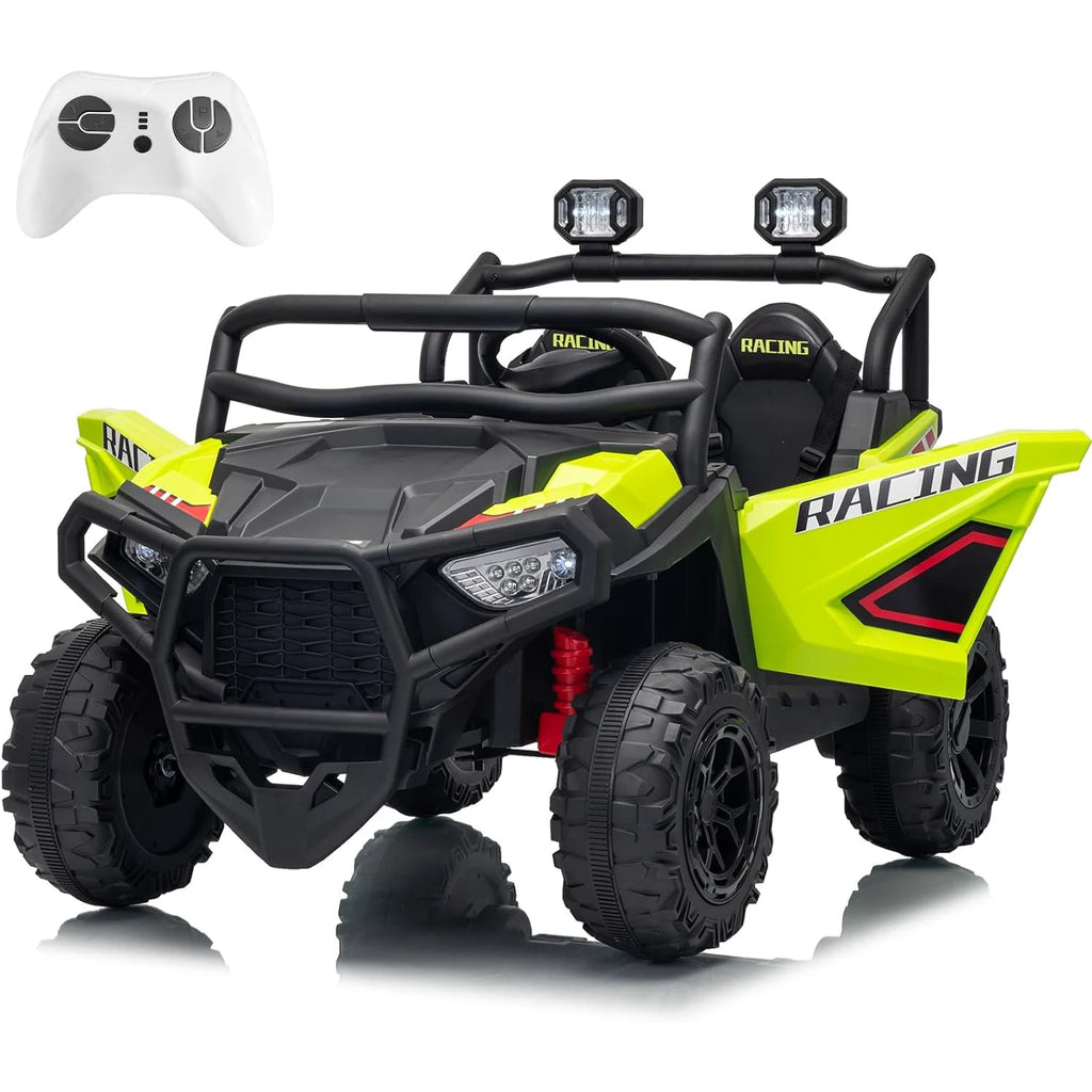 Coche Eléctrico UTV de 24V con 2 Plazas y Control Remoto, Suspensión en 4 Ruedas, Arranque Suave, 3 Velocidades, Luces LED, Bluetooth, 3-8 Años