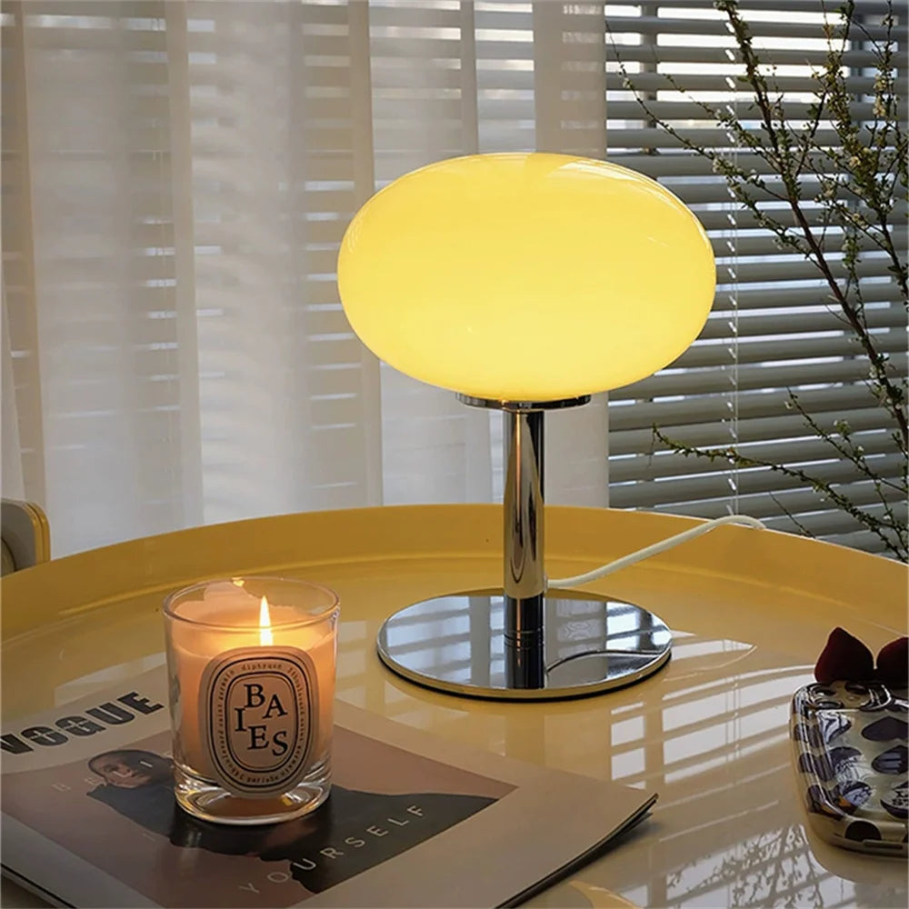 Lámpara de mesa Lollipop Lámpara de cristal color crema medieval Lámpara de pie de cristal retro de ambiente simple para sala de estar, dormitorio, estudio, decoración del hogar