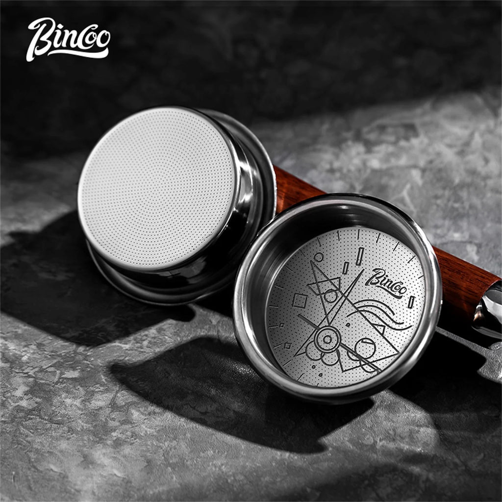 BINCOO Cesta de filtro de alta precisión 51/58.5mm, Cesta de portafiltro 16/18/20g Tazón de polvo de extracción para máquina de espresso Mango de café
