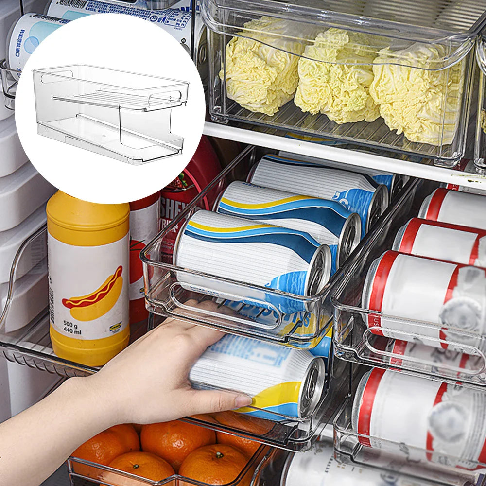 Refrigerator Can Drink Holder Rolling Can Dispenser Pop Soda Beer Storage Bins Stackable 2Tier Beverage Can Organizer for Fridge