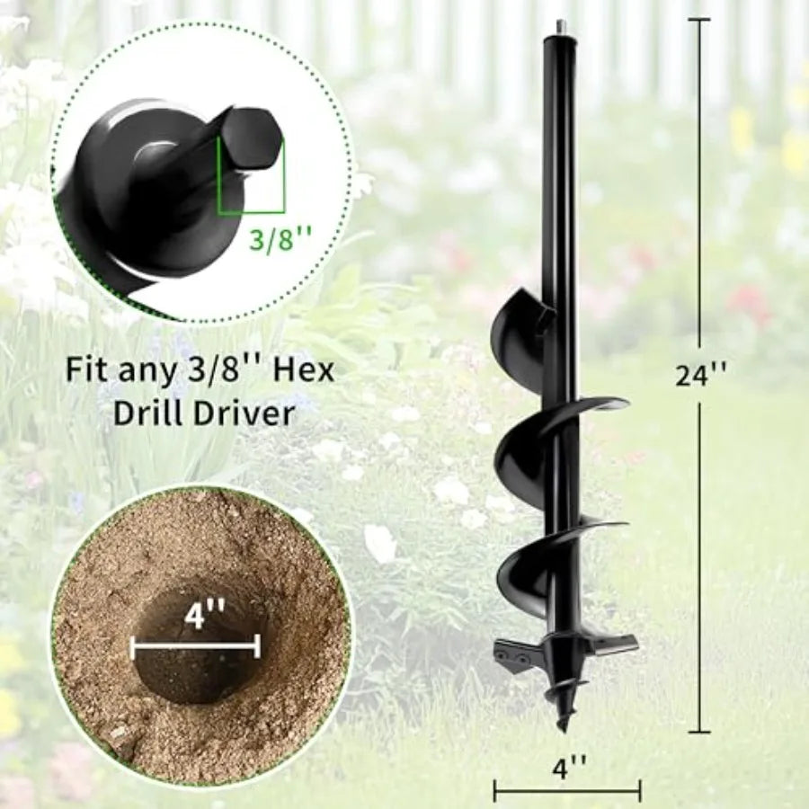 Broca espiral para plantarDiseñada para suelos duros y rocosos Ahoyador de alta resistencia con punta de cuchillas dobles afiladas mejoradas para jardín