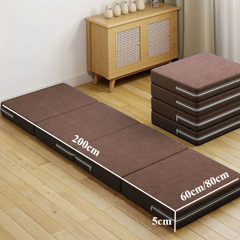 Colchón de espuma viscoelástica de cuatro pliegues, colchón de espuma viscoelástica de alta elasticidad, colchón plegable individual, colchoneta blanda de tatami, colchoneta para invitados
