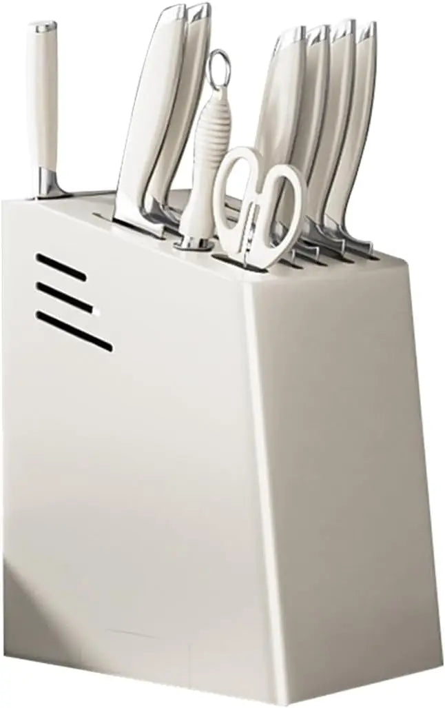 Bloque de cuchillos con bandeja de drenaje, soporte para cuchillos sin cuchillos, decoración de estante de cuchillos de almacenamiento de cocina, soporte de cuchillos inclinado