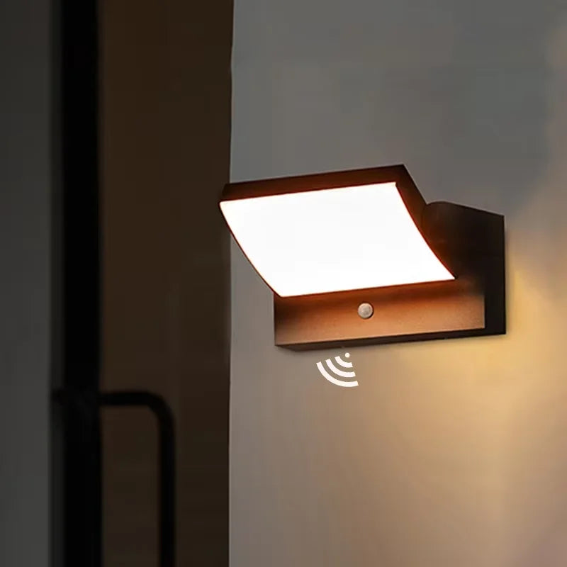 Lámpara de pared exterior impermeable IP65 con sensor de movimiento 18W LED 1500LM aplique de pared, luces para porche, balcón, jardín, iluminación exterior