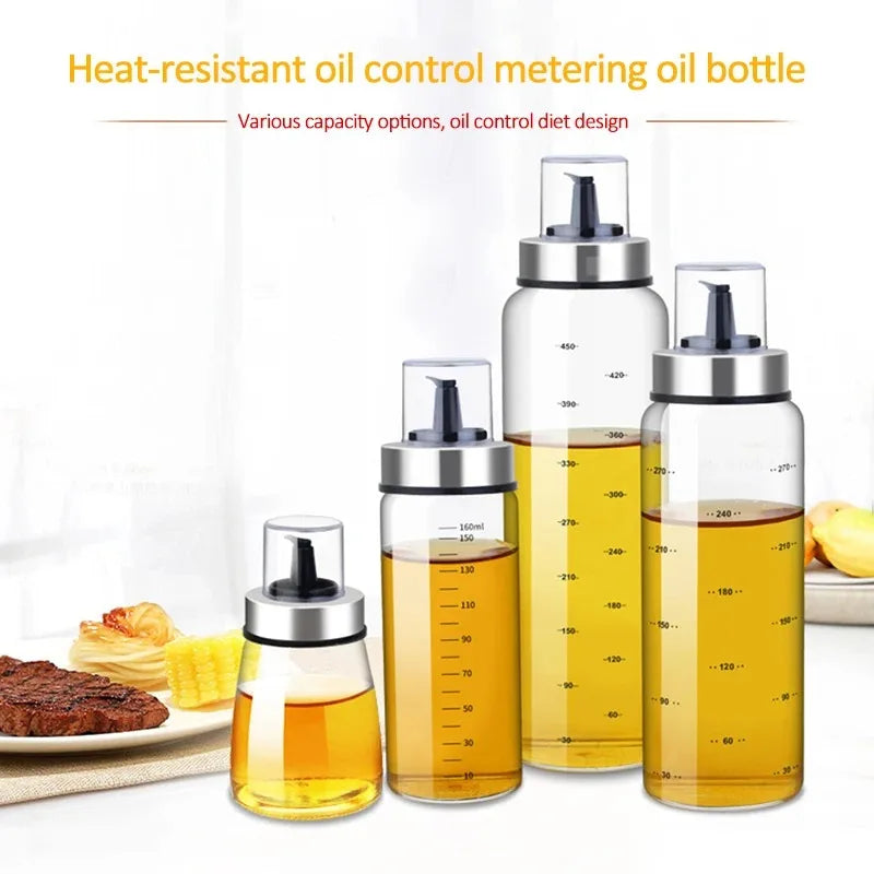 Botella de aceite de cocina para condimentos de 180/300/500ml, botella de salsa, botellas de almacenamiento de vidrio para aceite y vinagre, dispensador de aceite para cocina