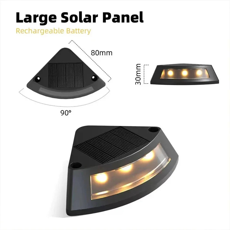 Luces Solares para Escalones Exteriores, Luz de Escalera Impermeable IP65, para Jardín, Porche, Puerta Principal, Patio, Terraza