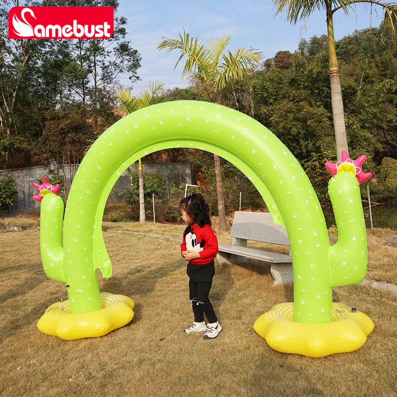 Camebust Spray Mat Piscina Ola Colchoneta de Agua para Niños Aspersor de Césped al Aire Libre Jardín Colchoneta de Agua Cactus Inflable Juguete de Juego para Piscina