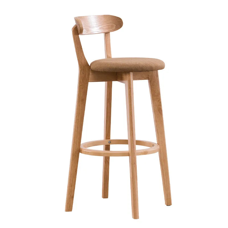 Taburete de barra de madera maciza con respaldo alto, altura de mostrador, moderno, minimalista, para barra de casa, asiento de isla de cocina, sillas para barra, silla de barra