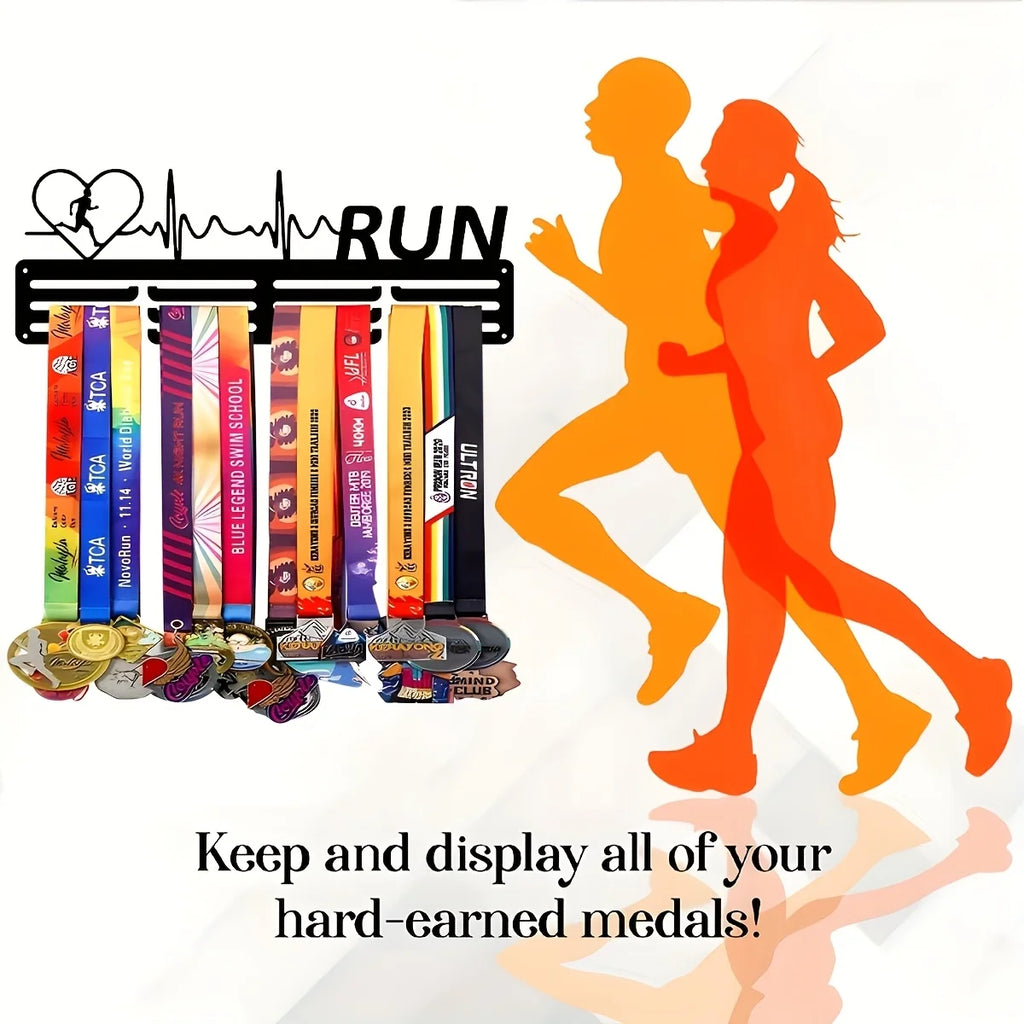 1pc Soporte de Metal Negro para Medallas - Estante de Almacenamiento Colgante Multifuncional para Medallas Deportivas de Running, Decoración para el Hogar y la Oficina