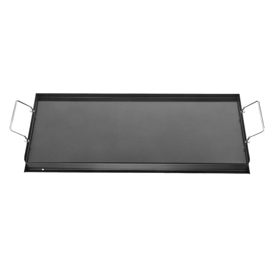 Plancha de Acero al Carbono de 32x14 pulgadas, Placa Rectangular Universal de Superficie Plana para Parrilla de Gas, Barbacoa, Teppanyaki, Cocina Portátil con Asa