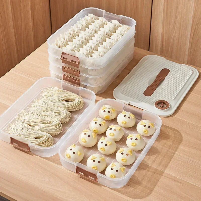 Caja de almacenamiento de dumplings, multicapa, transparente, para nevera, para mantener frescos los dumplings, contenedor sellado para alimentos de cocina casera