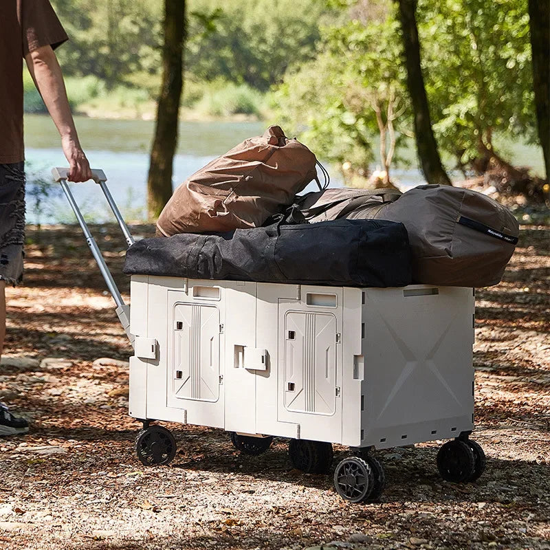 Carro de camping al aire libre, maleta trolley, herramientas de picnic, mesa de comedor plegable móvil para coche, carro de camping multifuncional