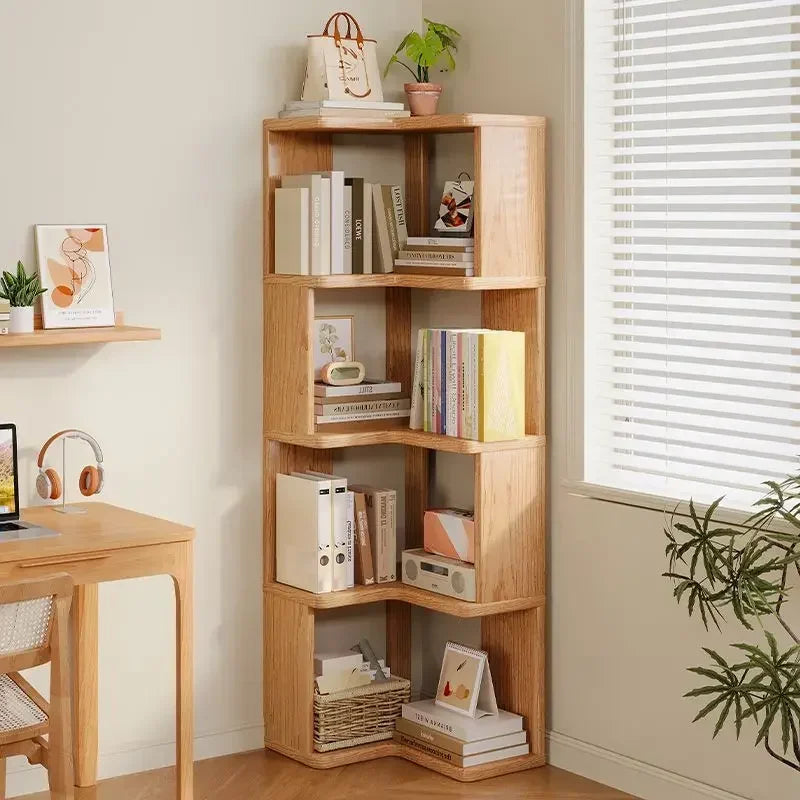 Estantería esquinera de madera maciza Estante de pie Mueble esquinero multicapa Almacenamiento organizador