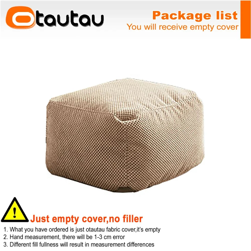 OTAUTAU Sofá Puf de Gofrado Suave de 1-2 Plazas, Funda sin Relleno, Sillón Puf, Sofá Perezoso, Cama Tumbona, Otomana, Taburete SF182
