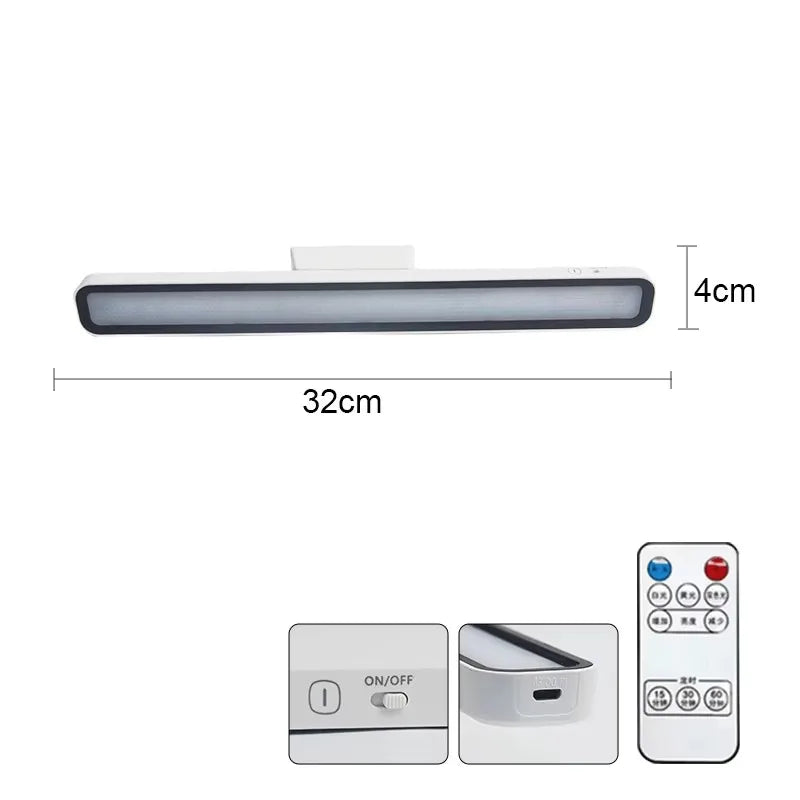 Lámpara de escritorio LED, recargable por USB, luz de mesa con atenuación continua, lámpara magnética colgante para dormitorio, mesa de lectura, luz nocturna recargable
