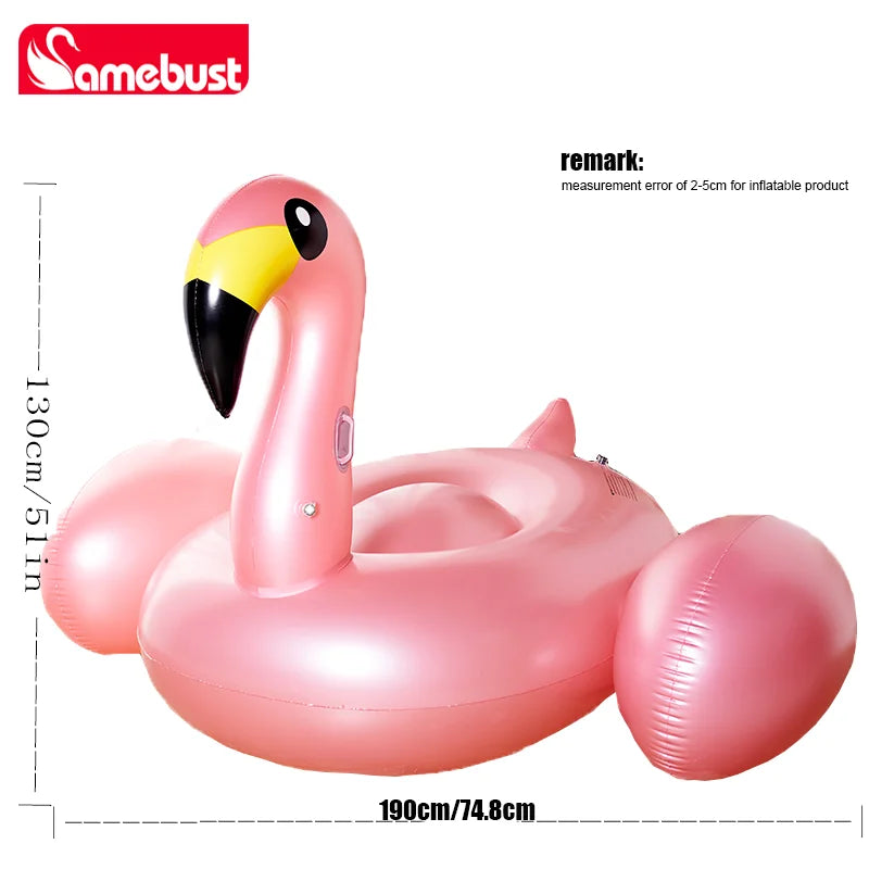 Anillo de natación inflable de flamenco Camebust Rose Golden para fiestas de piscina al aire libre, fiestas de playa, decoración, juguete flotante