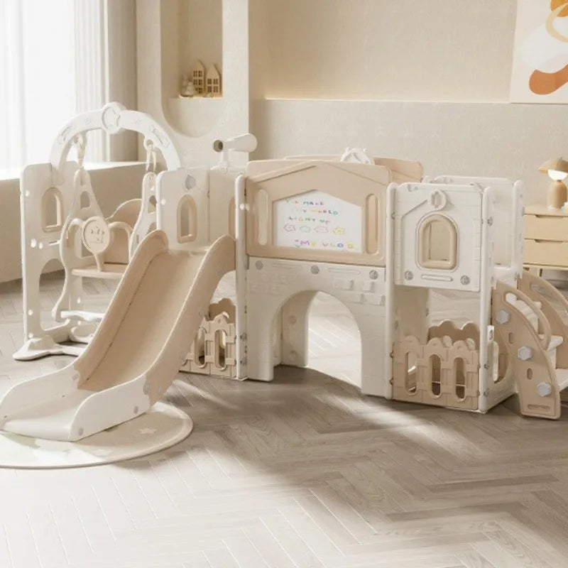 Tobogán Infantil de Interior, Centro de Juegos para Niños Pequeños de 1 a 3 Años, Tobogán Doble, Columpio, Multifuncional, Compacto, Resbaladillas Y Columpios Infantil