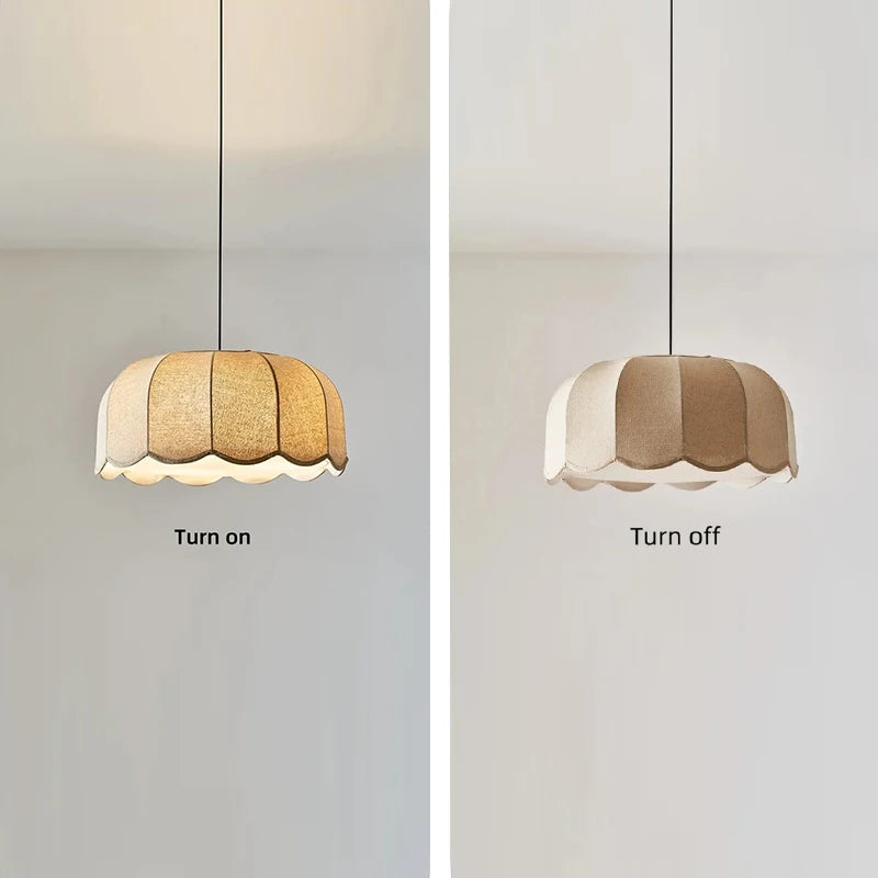 Nordic Vintage Fabric Pendant Light Japanese Wabi-sabi  LED Chandelier for Restaurant Bedroom Loft Hotel Shop Decor Fixtures