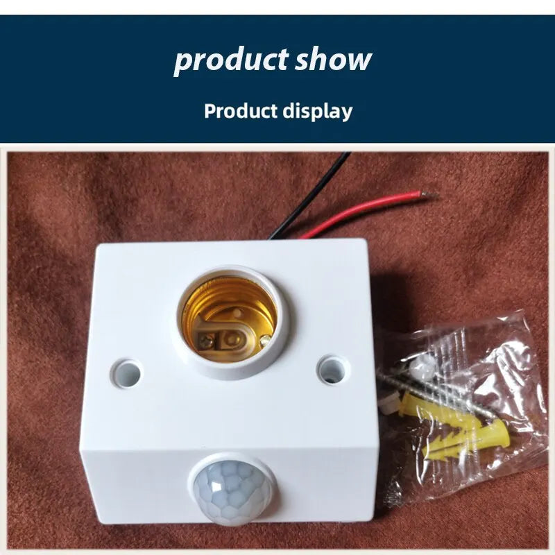Portalámparas E27 inteligente 85V-265V 100W con Sensor de Movimiento PIR por Inducción Infrarroja y Control de Luz, Adaptador para Bombilla